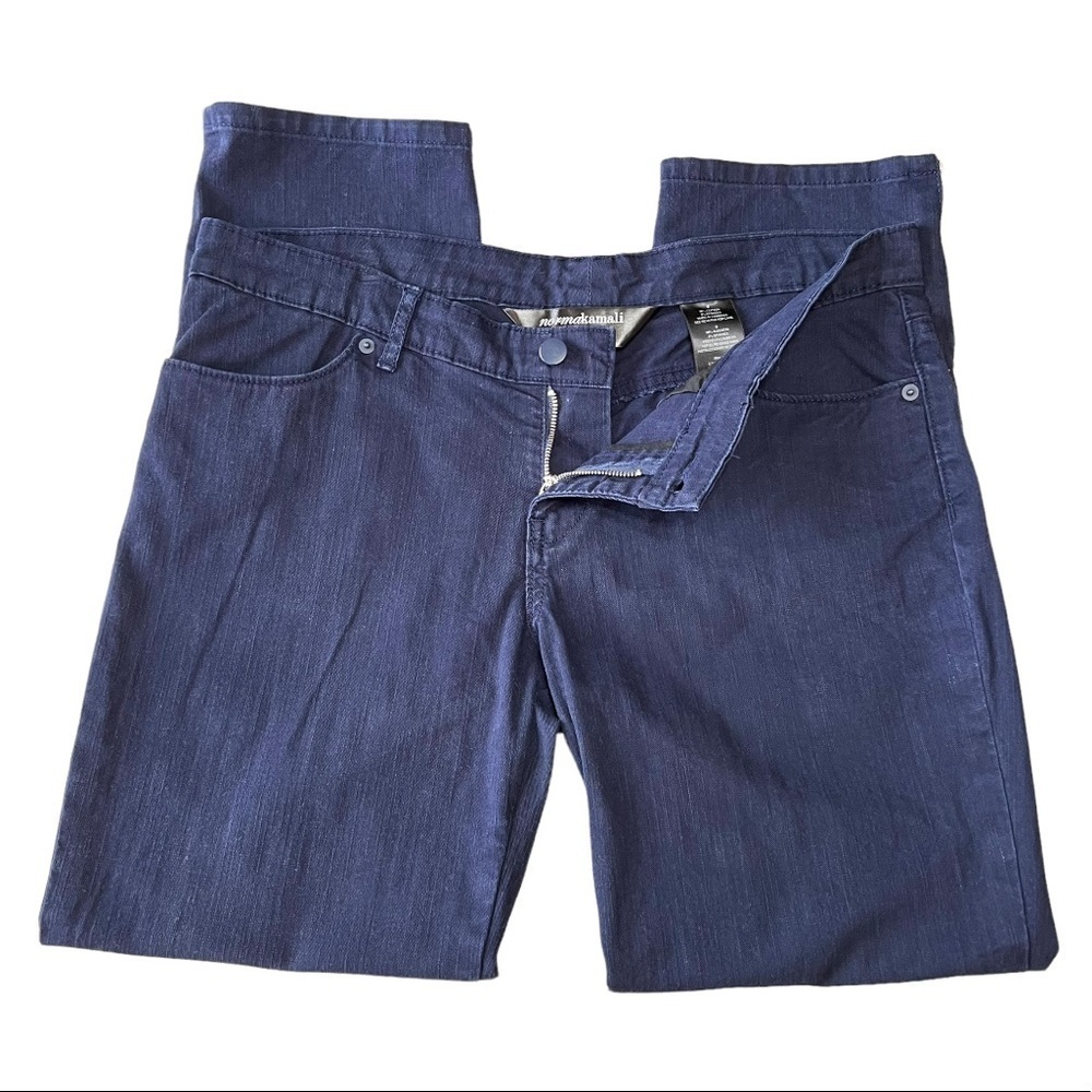 Norma Kamali Navy Blue Zipper Tapered Ankle Denim Pants Women’s 8 - Picture 6 of 10